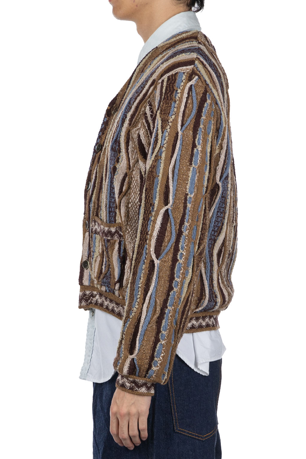 Kapital - 7G Knit Gaudy Short Cardigan-Golden Brown