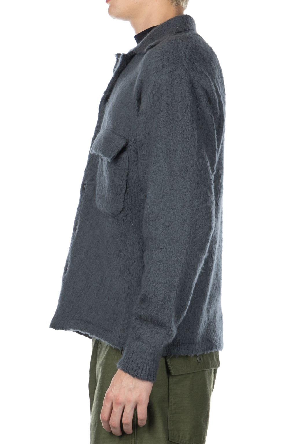 Kapital - 7G Shaggy Knit Board Shirt - Blue Grey