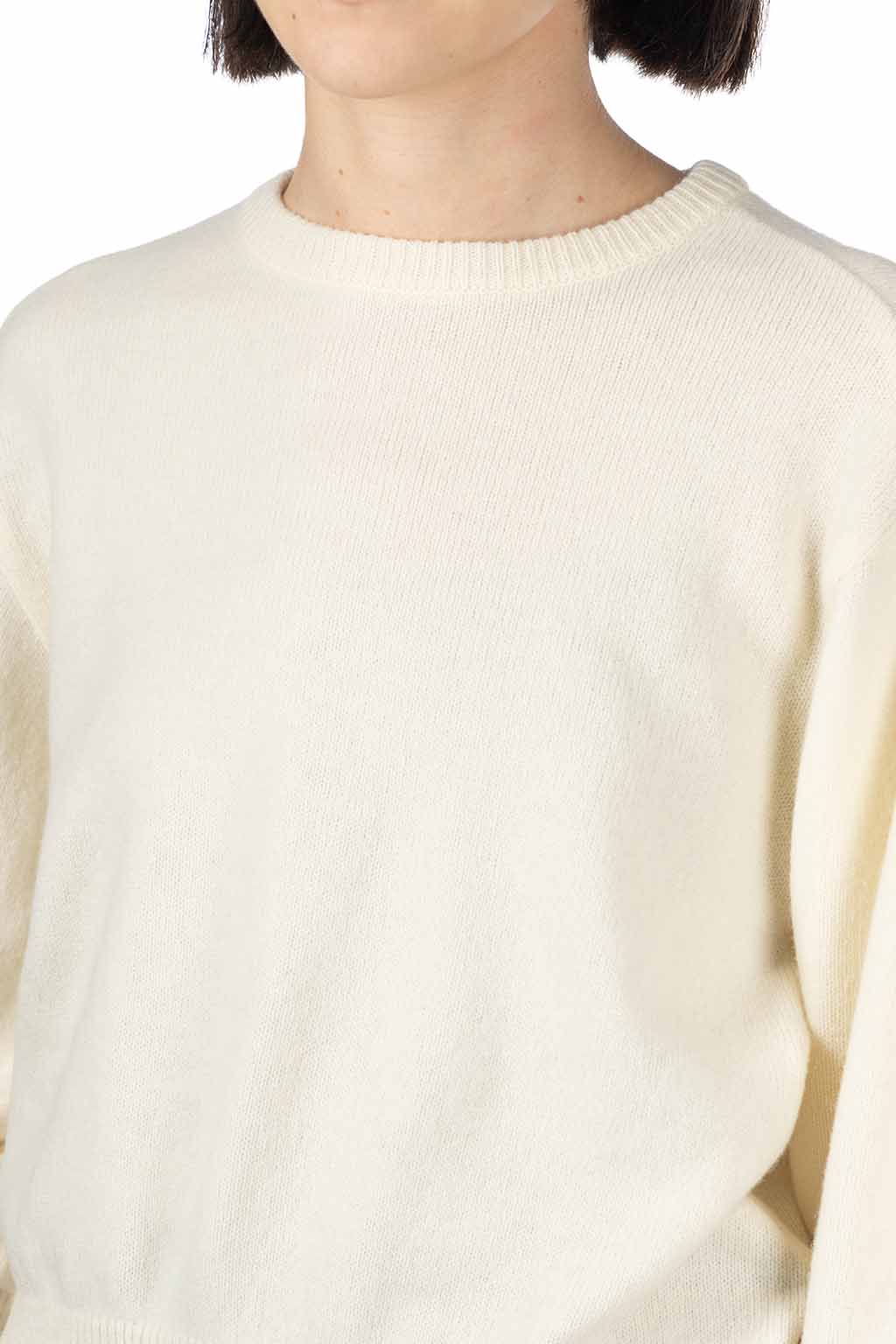 Kapital - 7G Wool BOUFFANT Sleeve Sweater (LATVIA Embroidery) - Natural