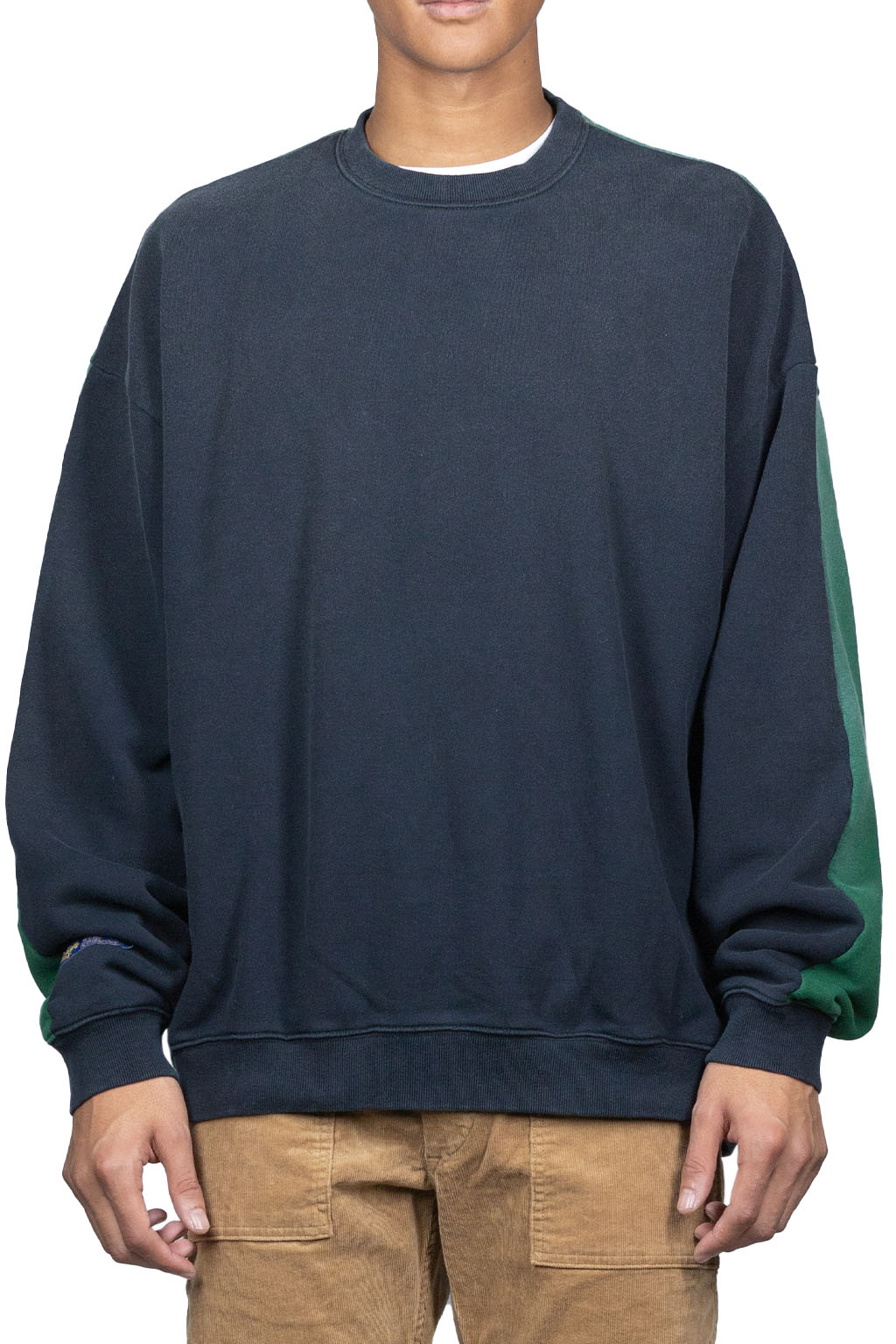 Kapital Fleece Knit 2Tones Remake BIG SWT (BONE) - Black x Green