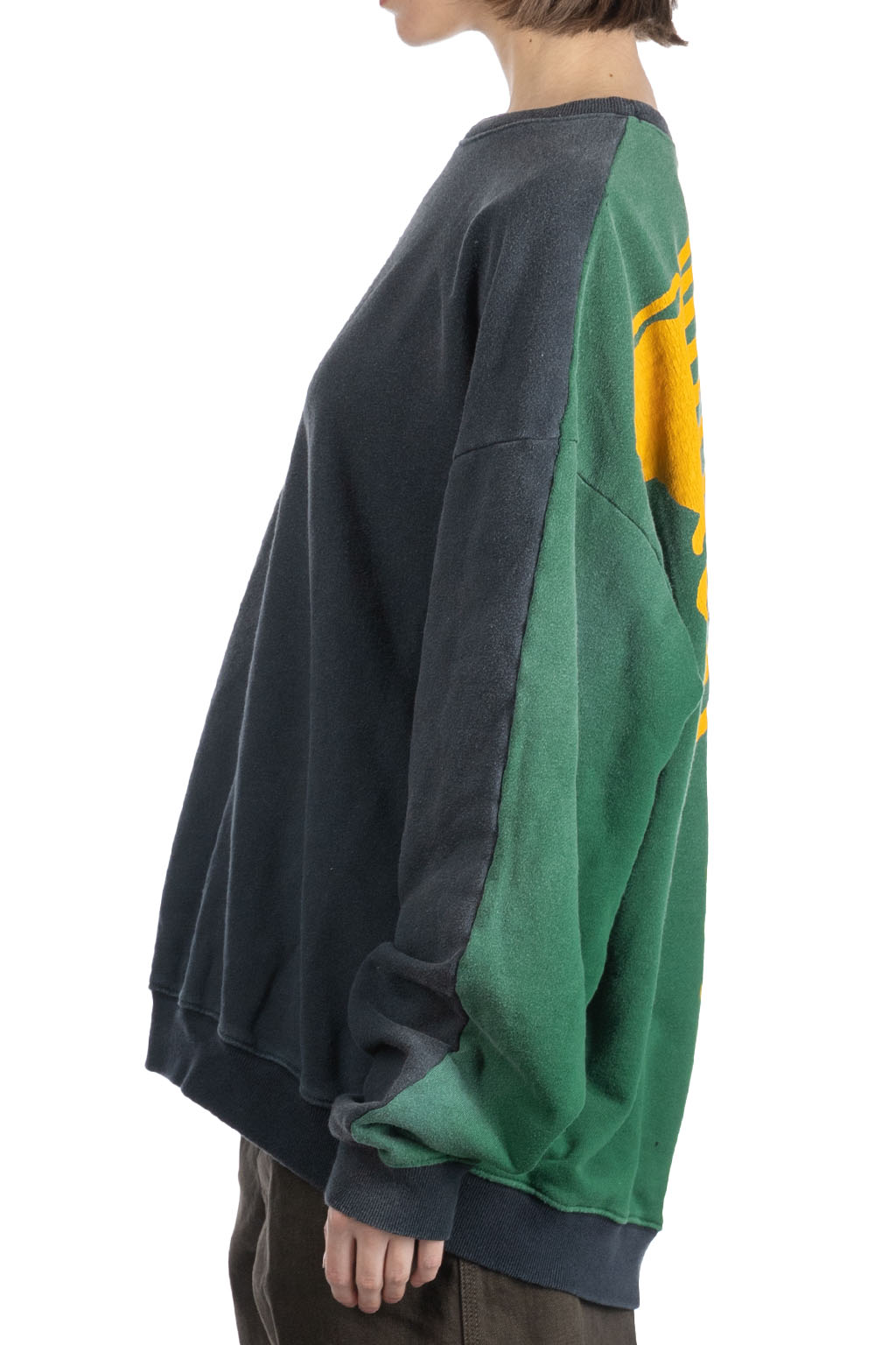 Kapital Fleece Knit 2Tones Remake BIG SWT (BONE) - Black x Green