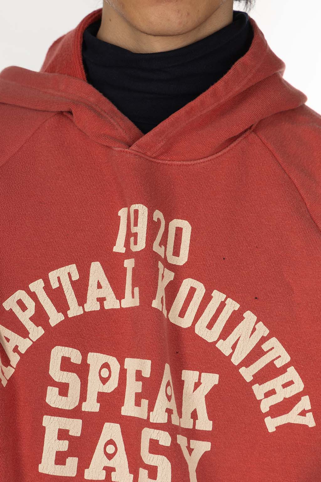 Kapital - SWT Knit Raglan Hoodie (SPEAKEASY College) - Red