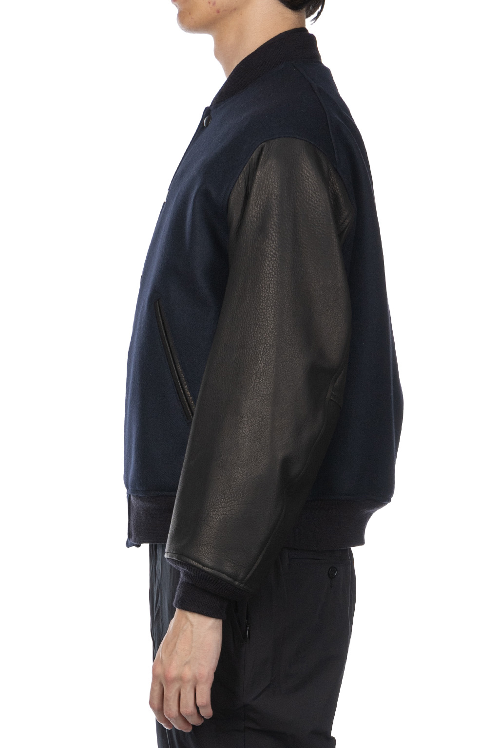 Kaptain Sunshine - Leather Sleeve Award Jacket - Top Navy