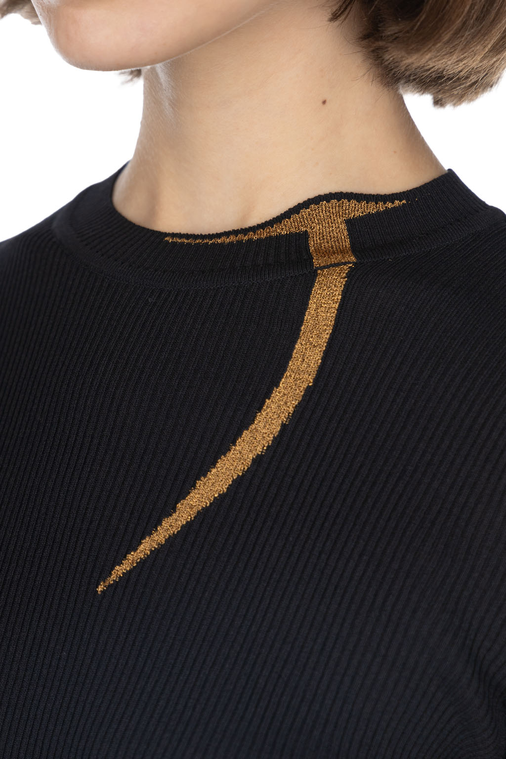 Mame Kurogouchi - "Kintsugi" High Neck Knitted Top