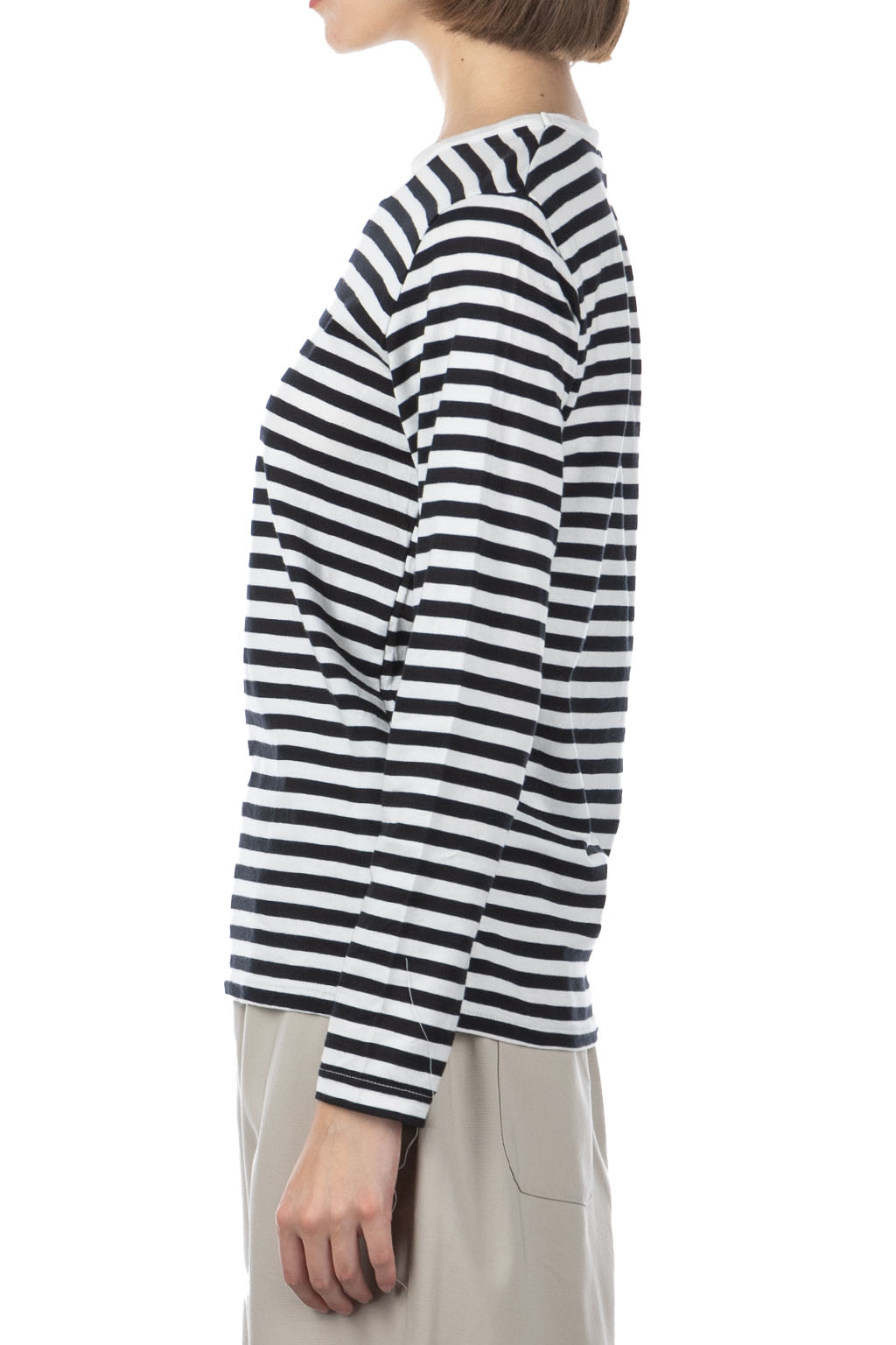 NARU  - Classic Jersey Striped LS T-Shirt - White x Black