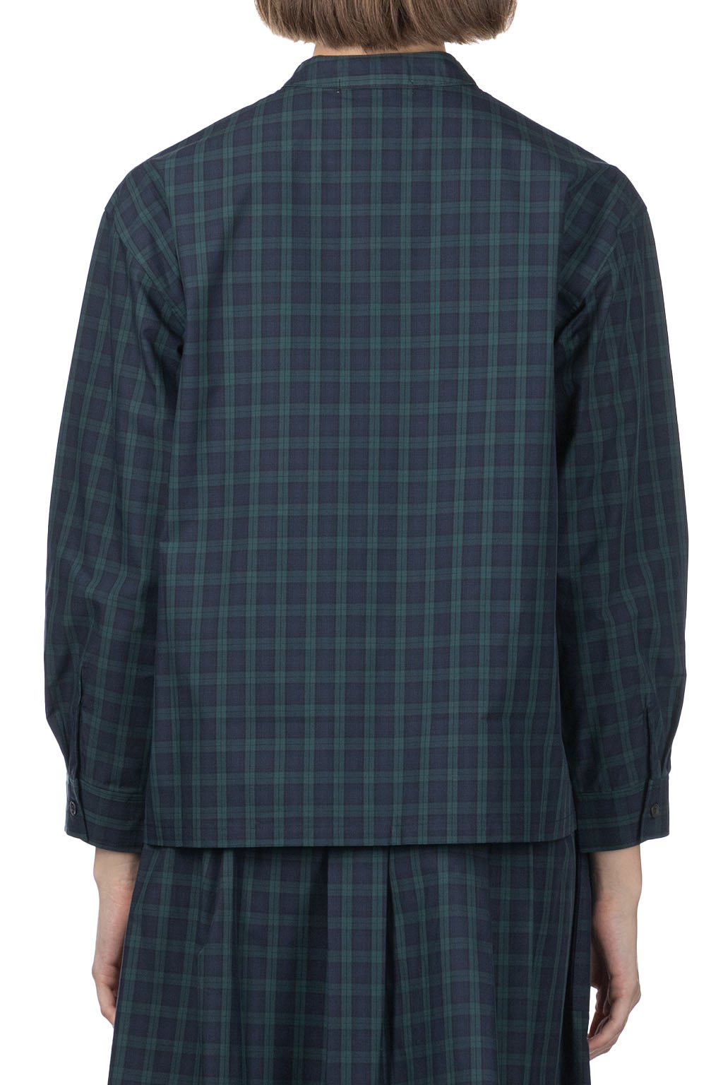 Nachukara - DOVERS: Typewriter Check Bandcollar Shirt - Black Watch