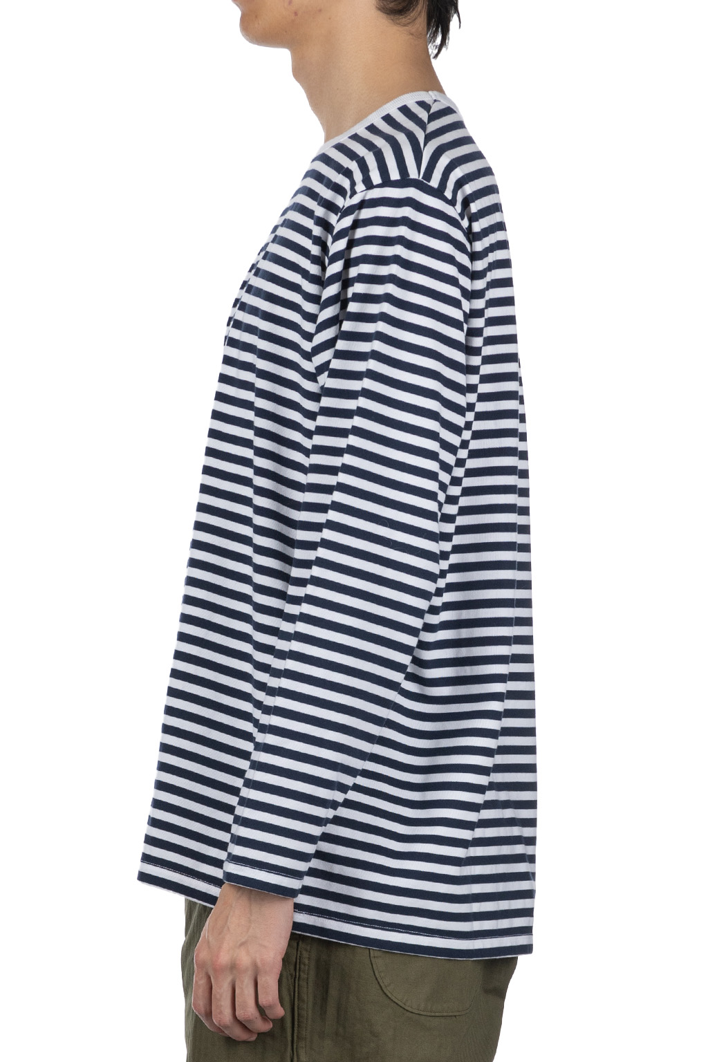 Nanamica (NAN) - COOLMAX Stripe Jersey US Tee-Navy White