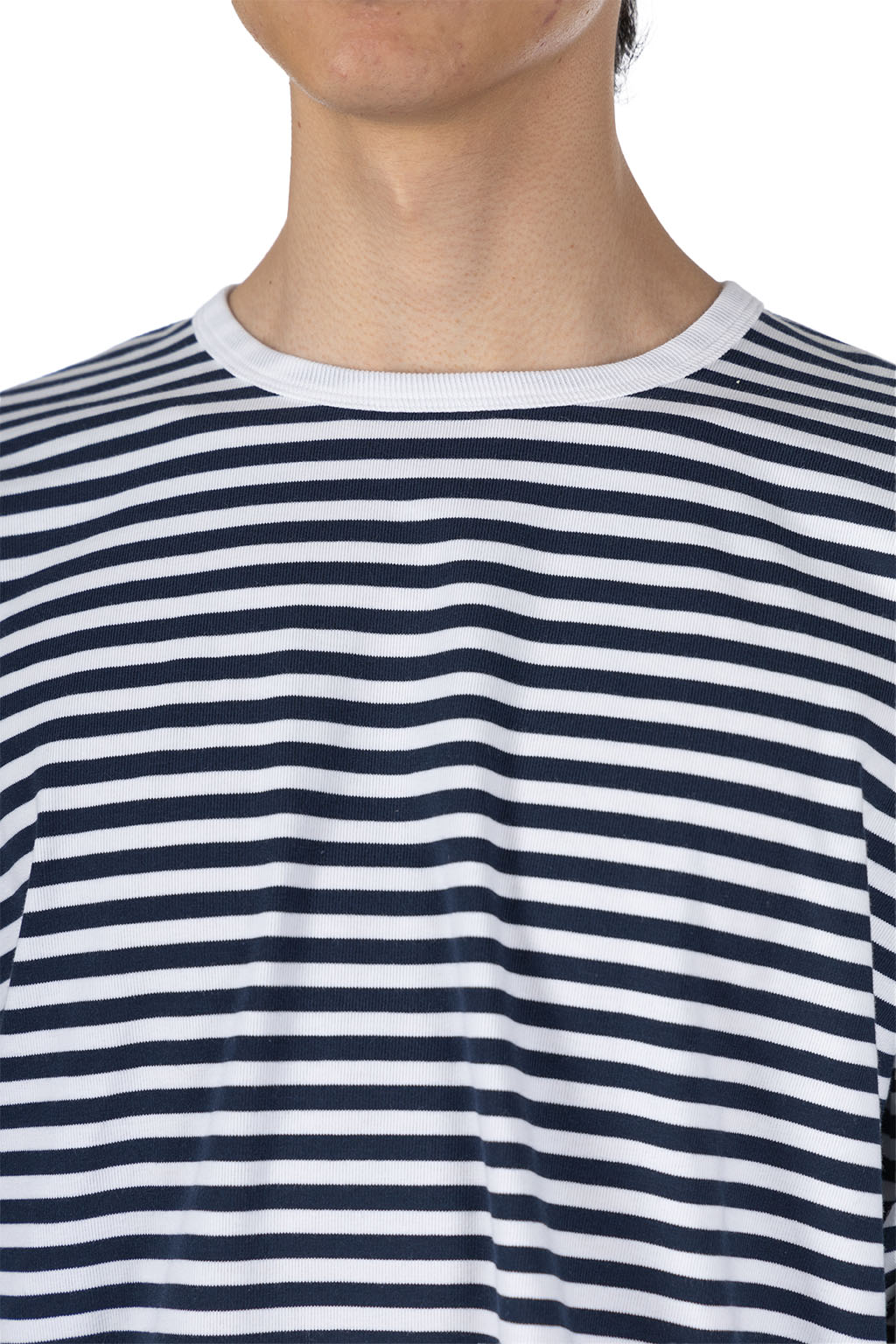 Nanamica (NAN) - COOLMAX Stripe Jersey US Tee-Navy White