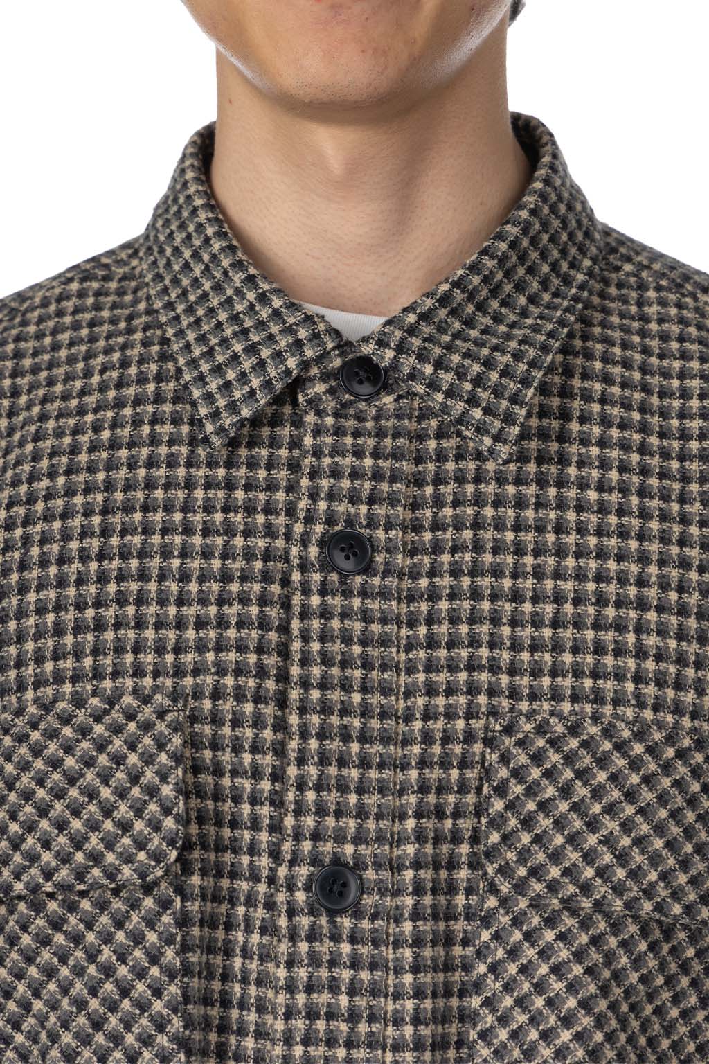 SOPHNET - Tweed Cotton Check CPO Shirt - Grey