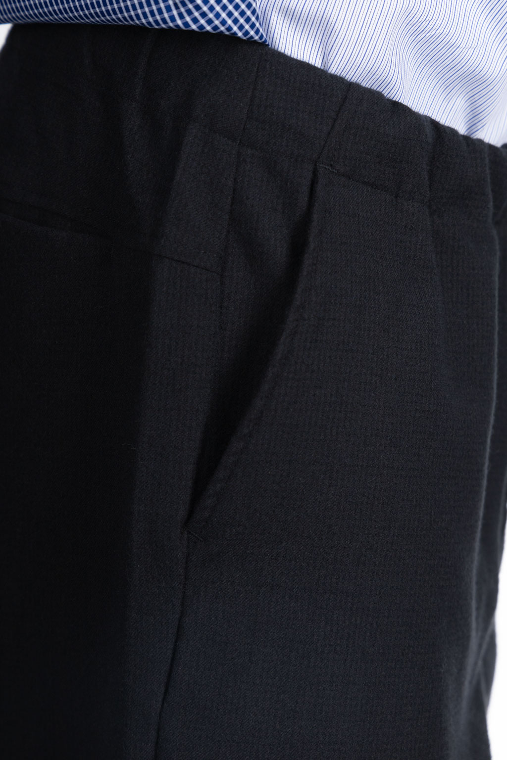 Still by hand - Wool mix easy pants - Black Navy