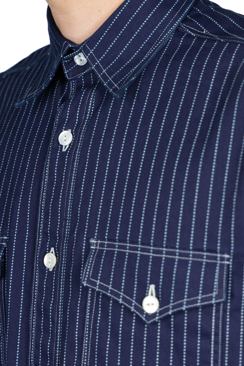 Sugar Cane - Fiction Romance 8.5oz Wabash Stripe Work Shirt - N. Navy