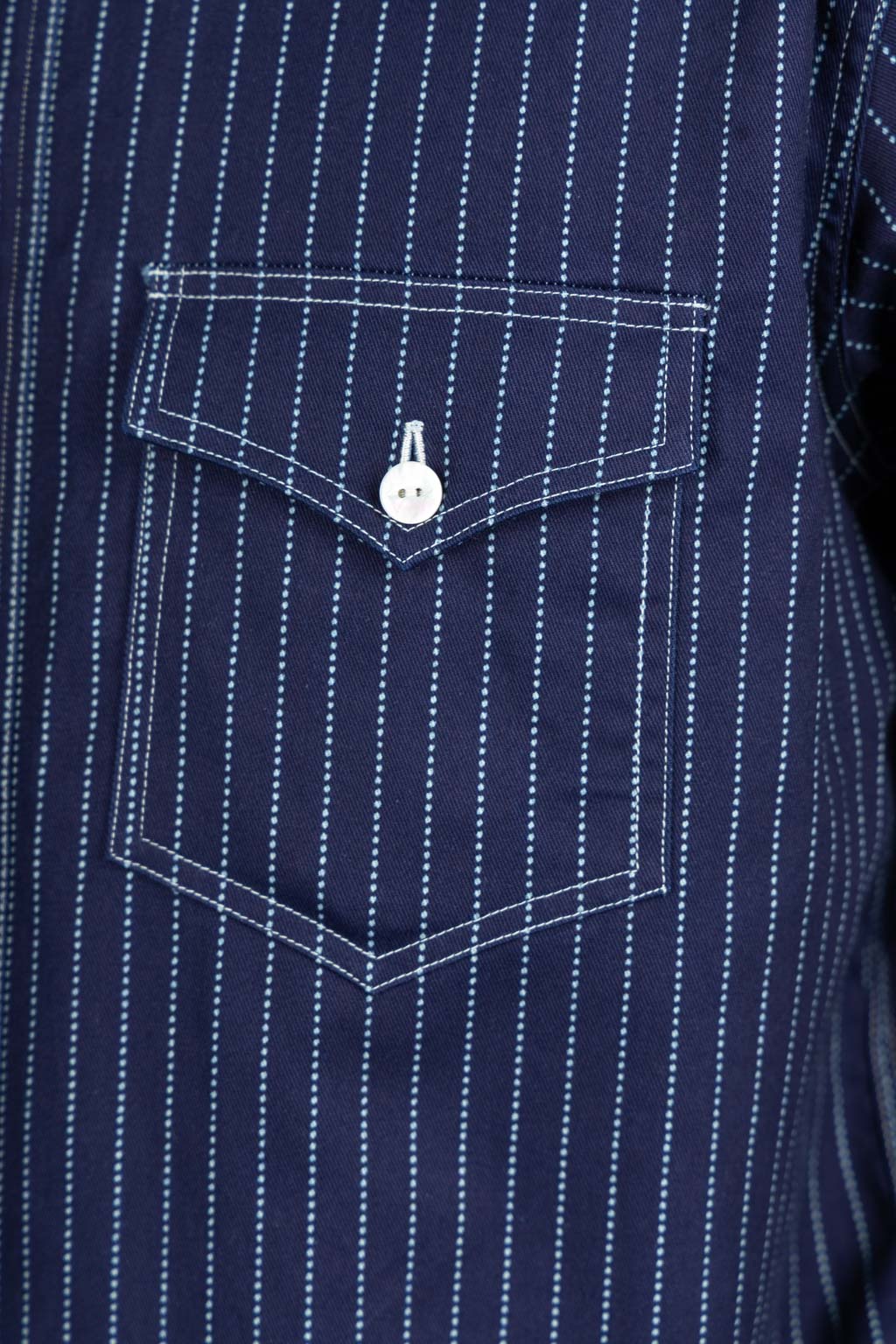 Sugar Cane - Fiction Romance 8.5oz Wabash Stripe Work Shirt - N. Navy