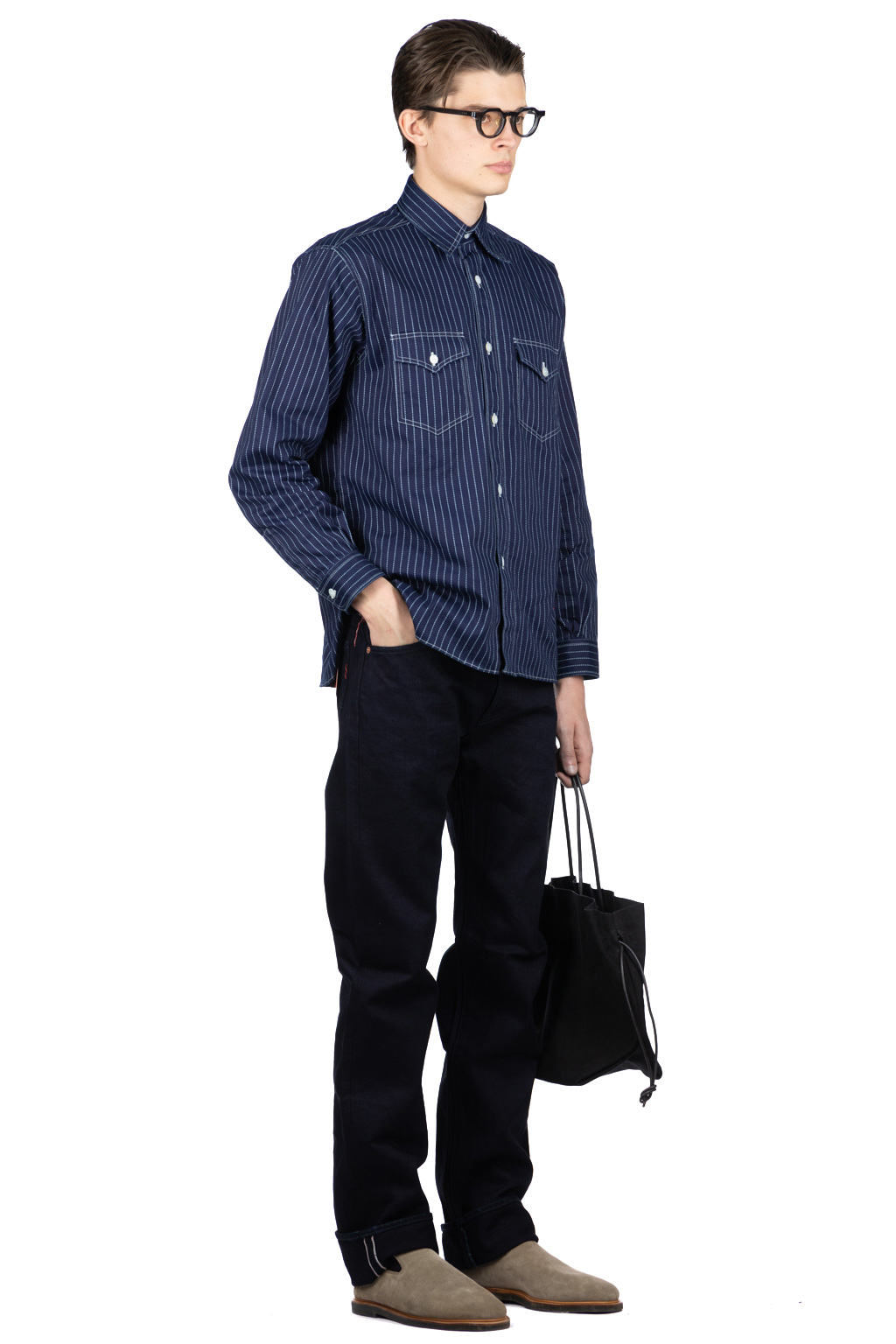 Sugar Cane - Fiction Romance 8.5oz Wabash Stripe Work Shirt - N. Navy