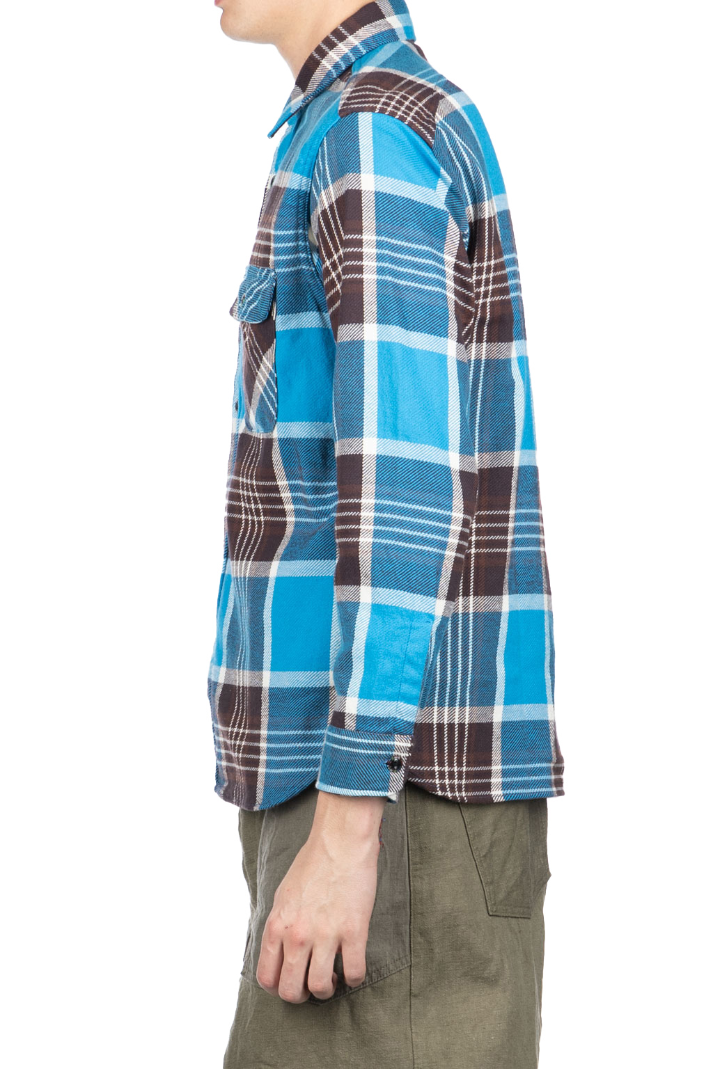 Sugar Cane - Fiction Romance Twill Check LS Work Shirt - Blue