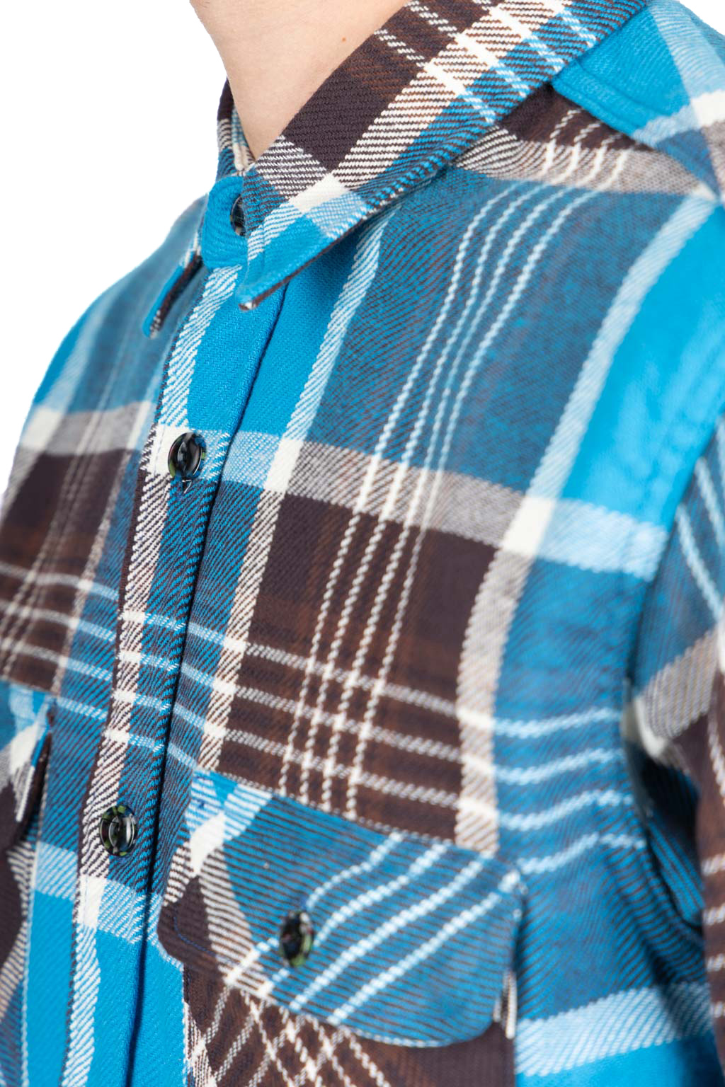 Sugar Cane - Fiction Romance Twill Check LS Work Shirt - Blue