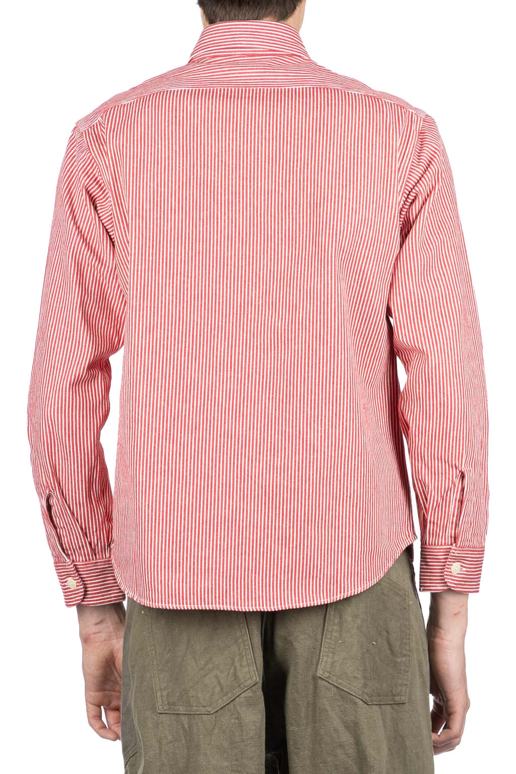 Sugar Cane - Hickory Stripe LS Work Shirt - Red