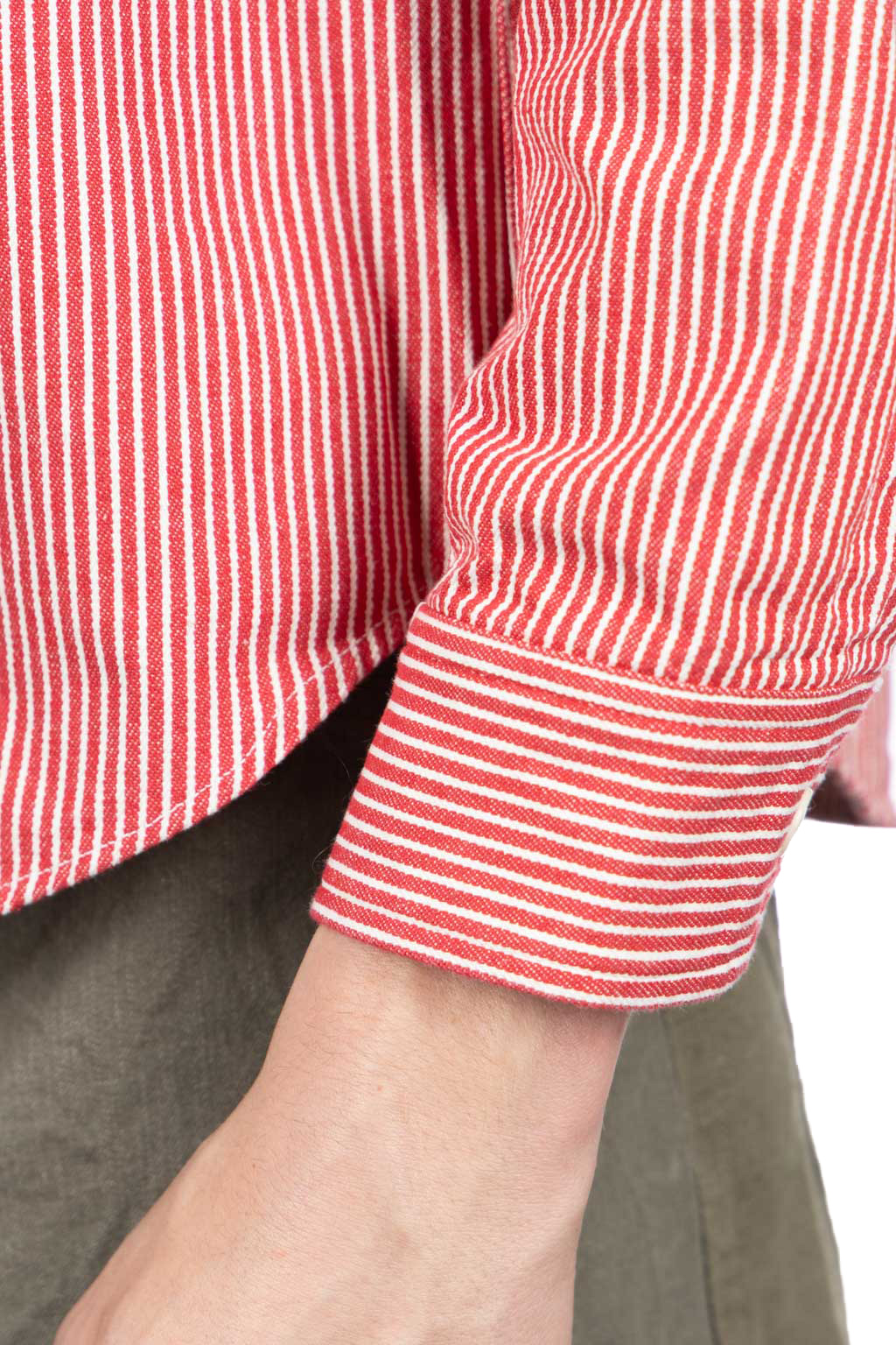 Sugar Cane - Hickory Stripe LS Work Shirt - Red