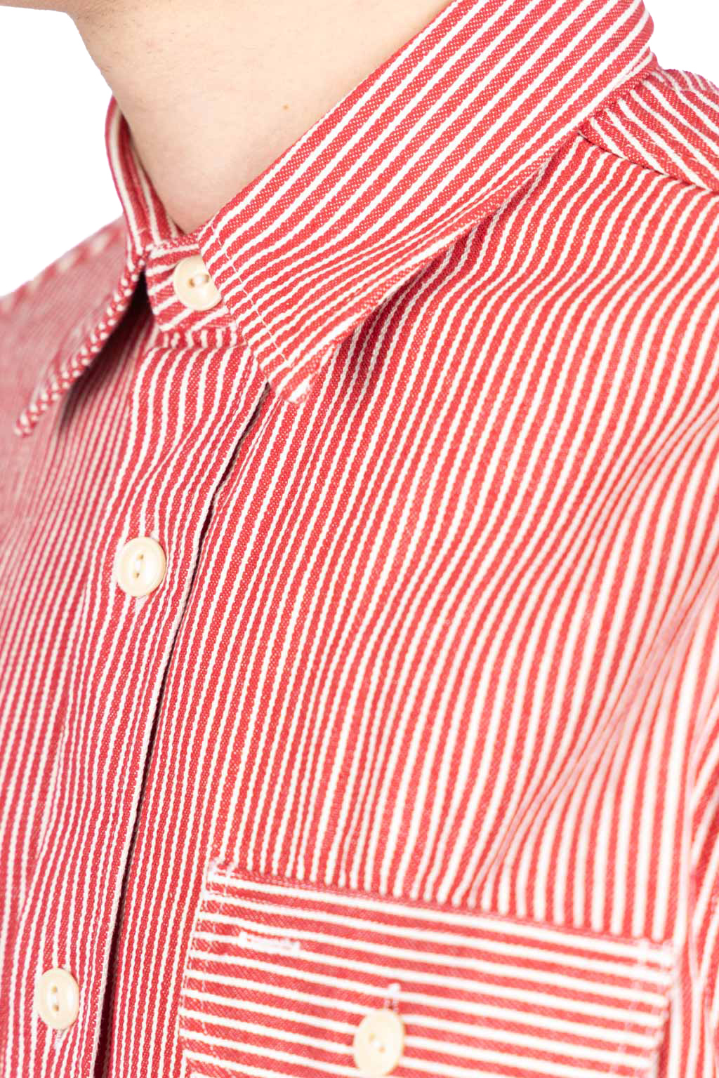 Sugar Cane - Hickory Stripe LS Work Shirt - Red