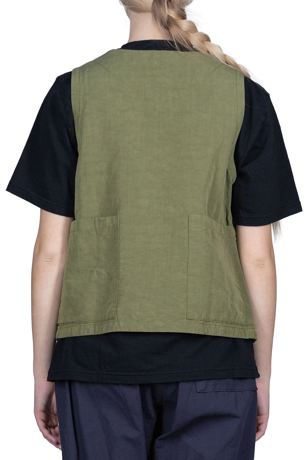 Tigre Brocante Cotton Linen Big Pocket Vest - Olive