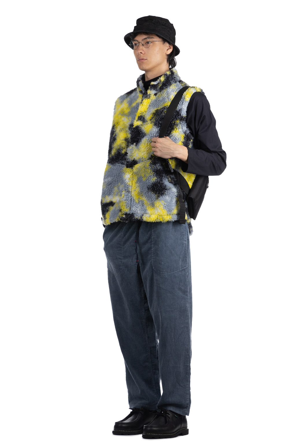 Tigre Brocante - Tie Die Boa Fleece High Neck Snap Vest - Yellow