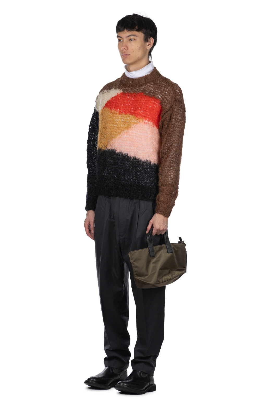 UNUSED - Mohair and Wool Men Pullover - Brown Multi