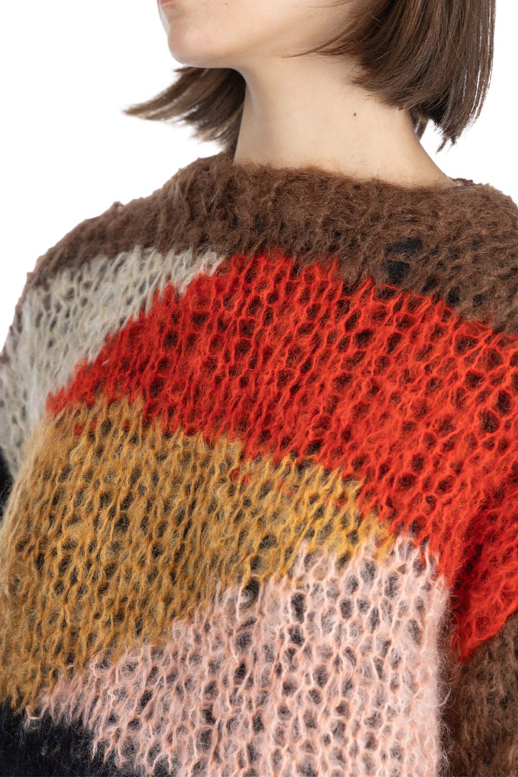 UNUSED - Mohair and Wool Women Pullover - Brown Multi