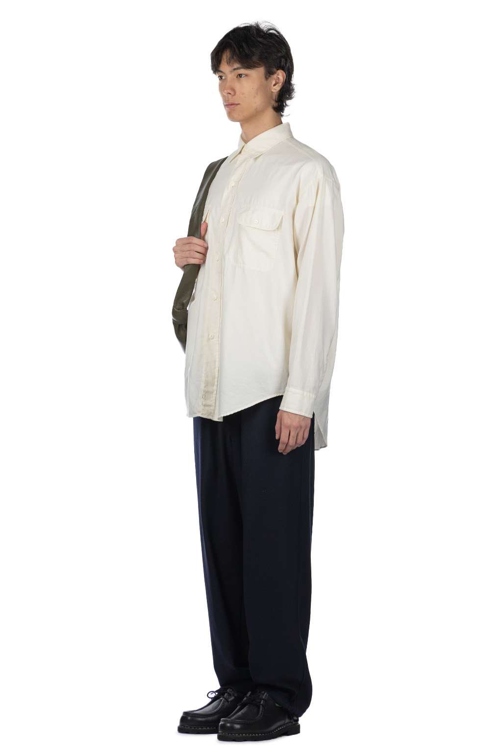 YLEVE - Cotton Viyella Work Shirt - Off White