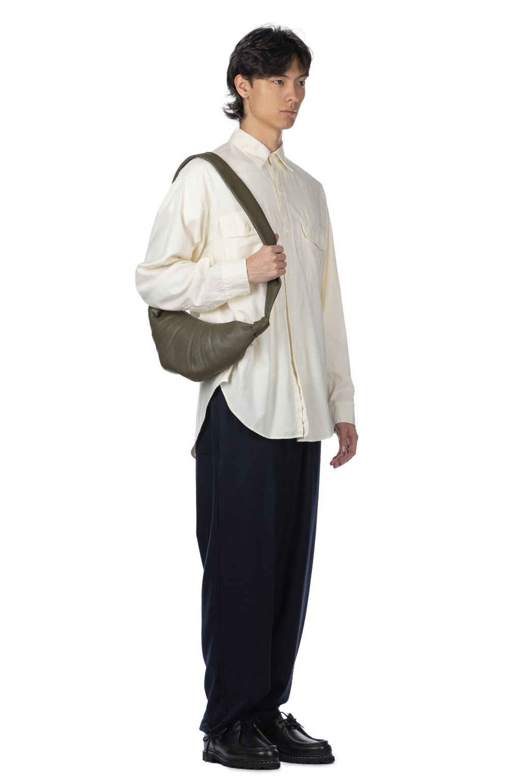 YLEVE - Cotton Viyella Work Shirt - Off White