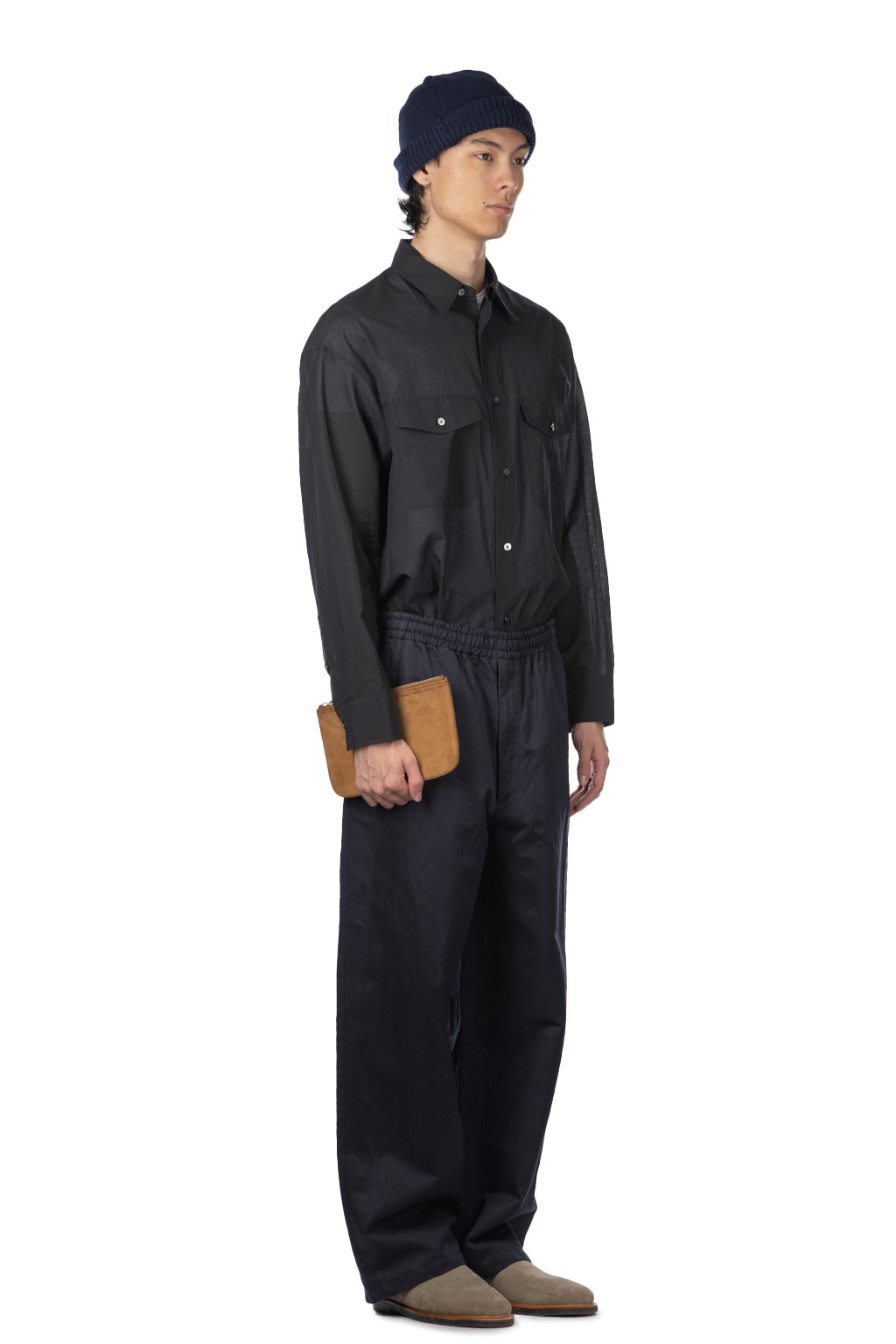 YLEVE - Finx Cotton Lamie Twill Easy Trousers - Navy