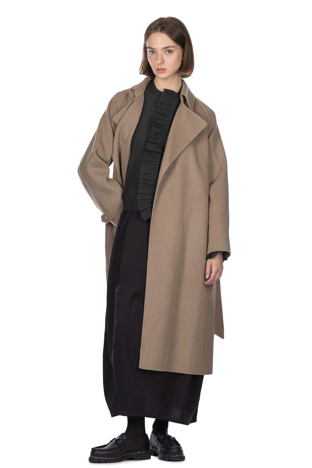 YLEVE - Lambswool Double Clothe Beaver Coat - Mocha