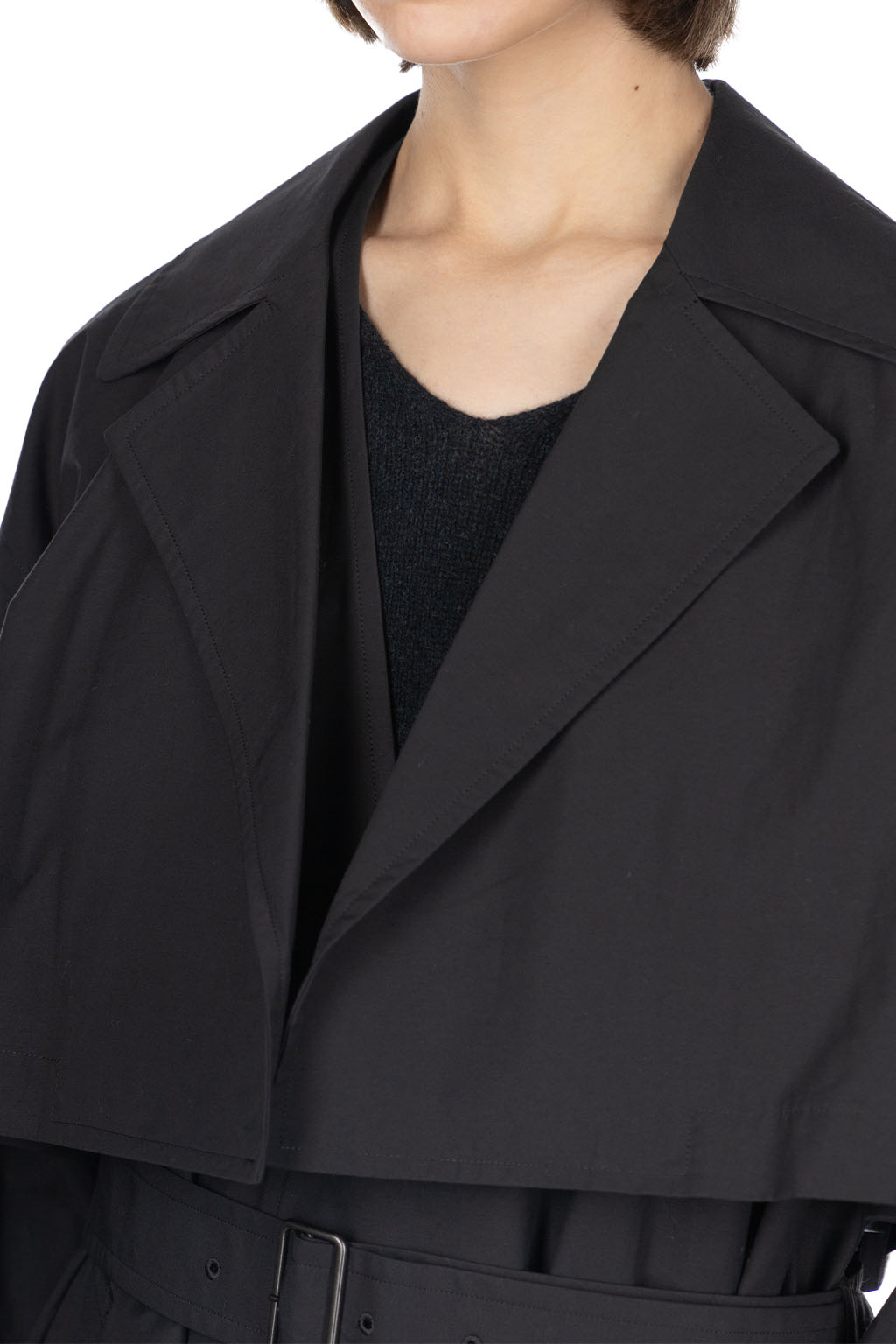 YLEVE - Nylon Cotton Linen Taffeta Coat - Black