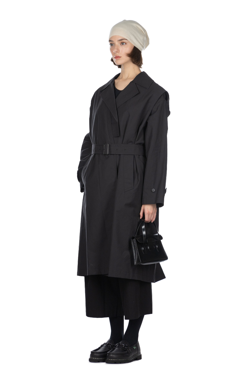 YLEVE - Nylon Cotton Linen Taffeta Coat - Black