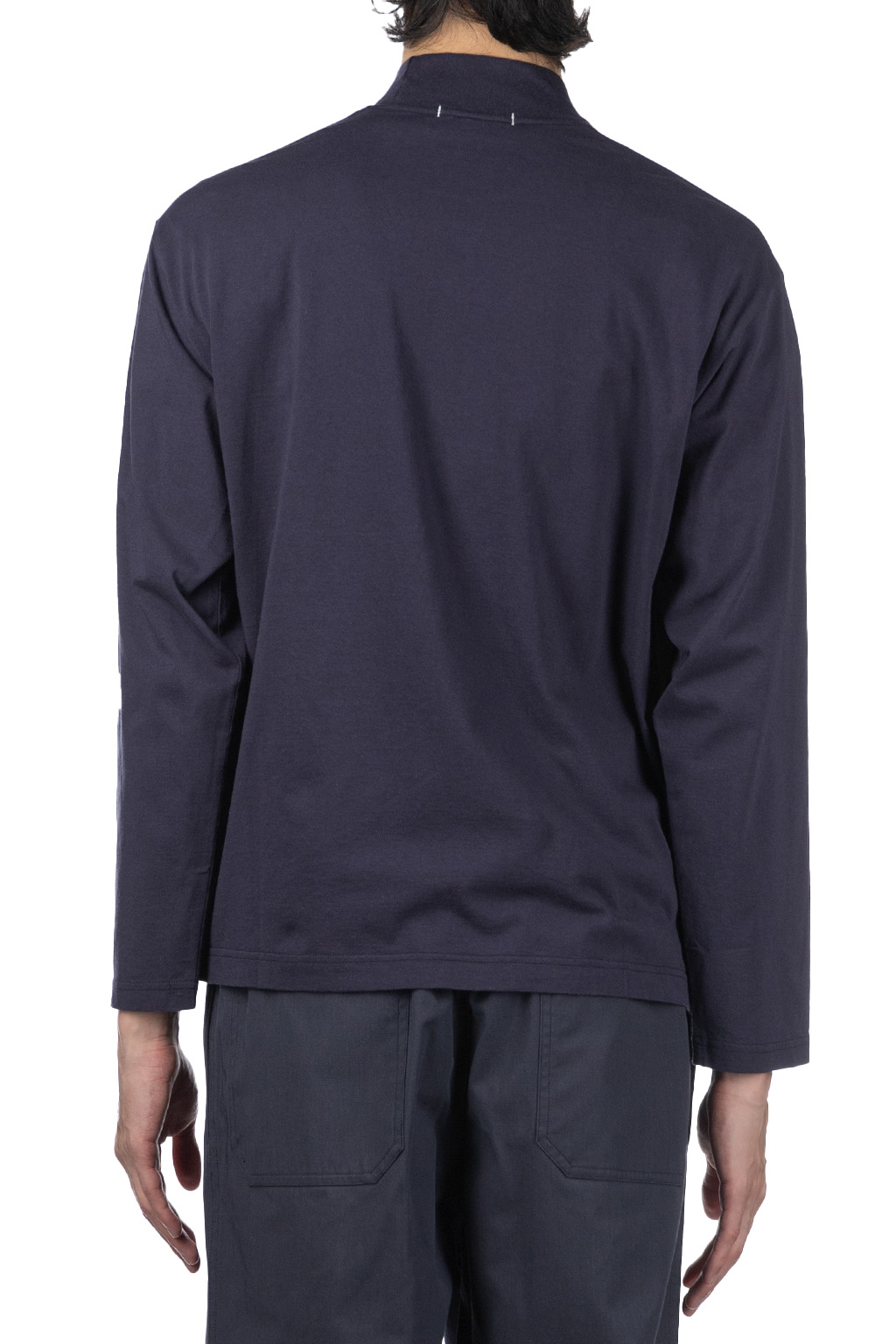 YLEVE - Y : Cotton Jersey Mock Neck LS Tee - Navy