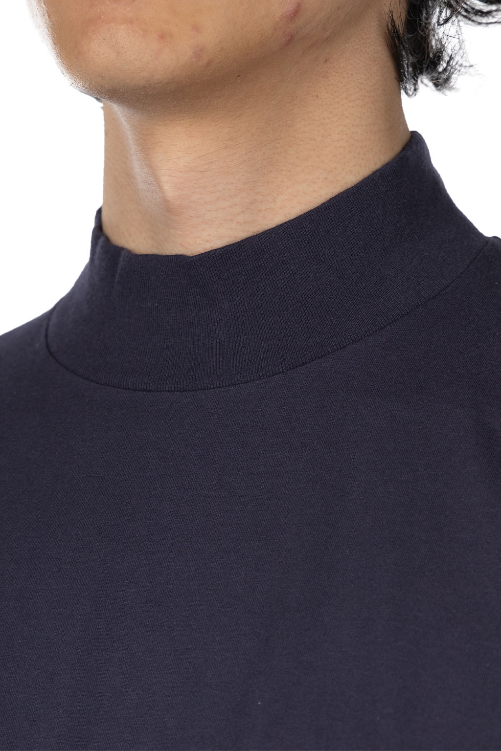 YLEVE - Y : Cotton Jersey Mock Neck LS Tee - Navy