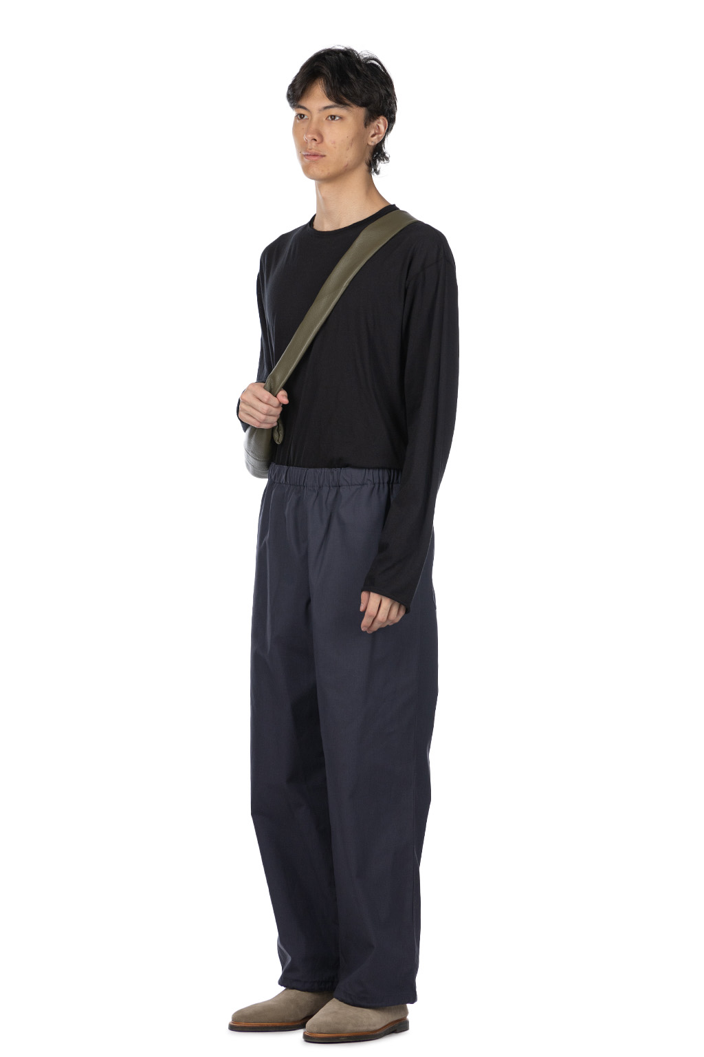 YLEVE - Y : Cotton Poly Twill Easy Trousers - Navy