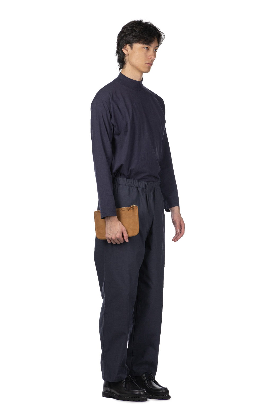 YLEVE - Y : Cotton Poly Twill Tapered Easy Trousers - Navy