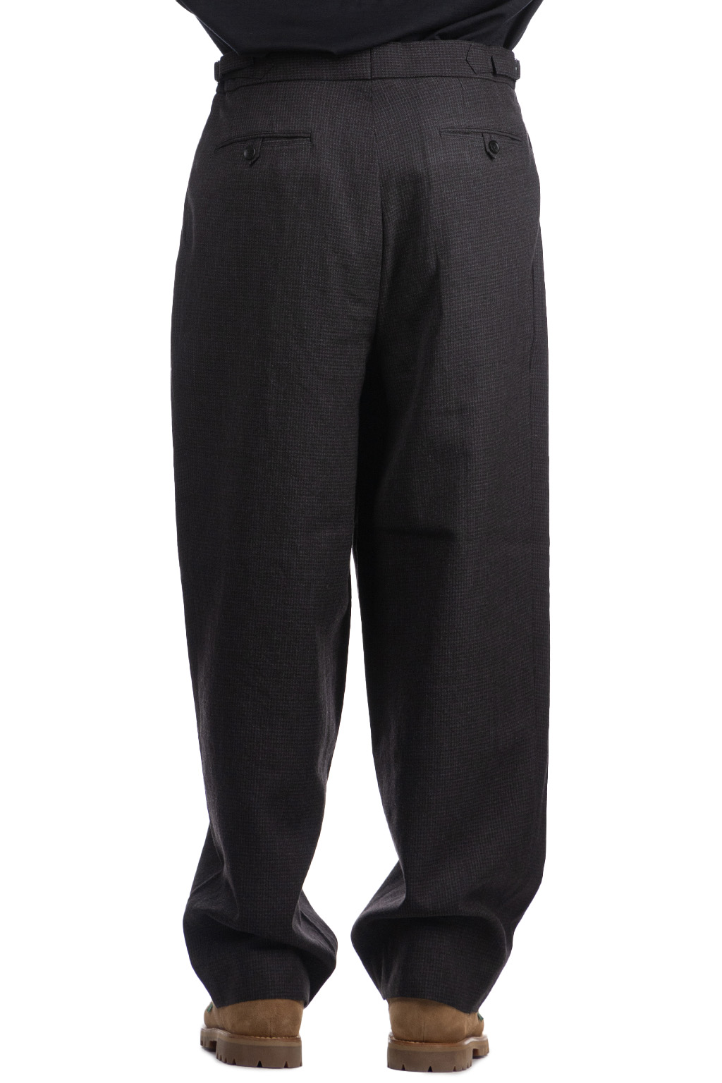 marka - Officer Pants 2 Tuck Wide - Hounds Tooth